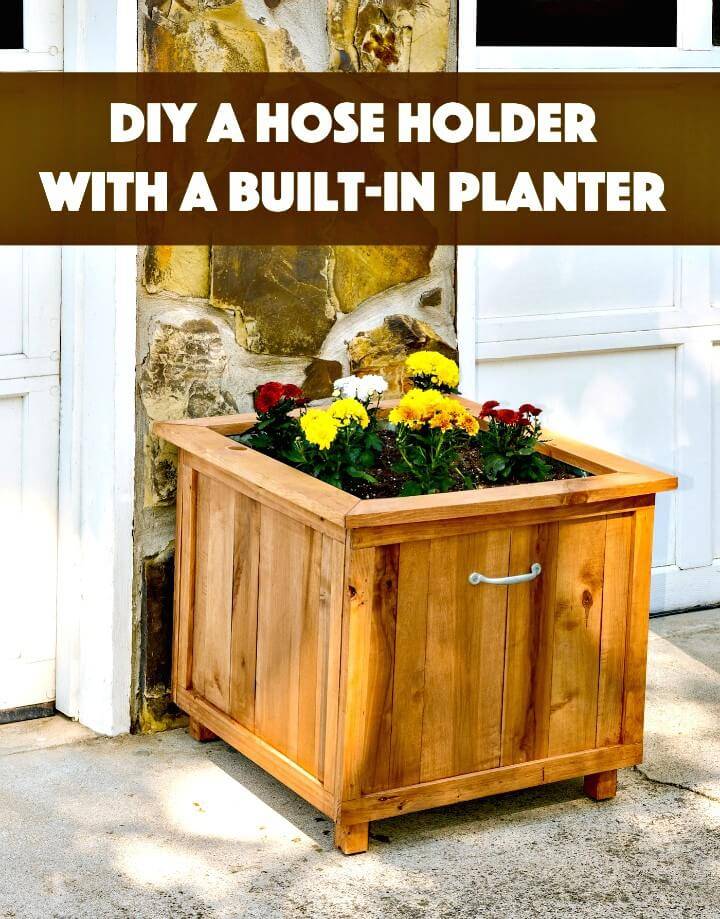 DIY Pallet Wood Hose Holder With Planter