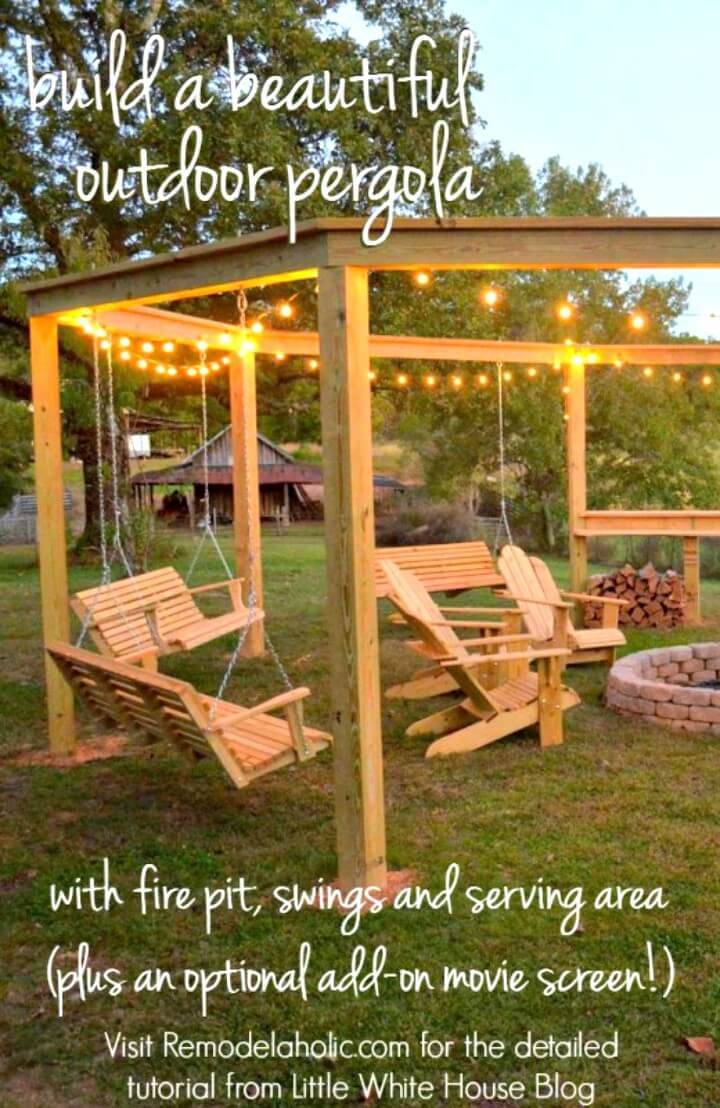 Amazing DIY Pergola And Fire-pit With Swings