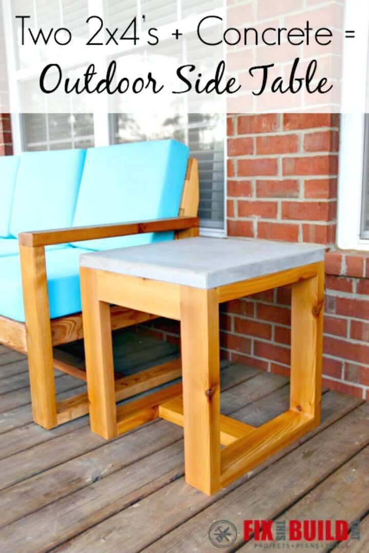 Build 2×4 and Concrete Side Table - DIY Garden Furniture Ideas 