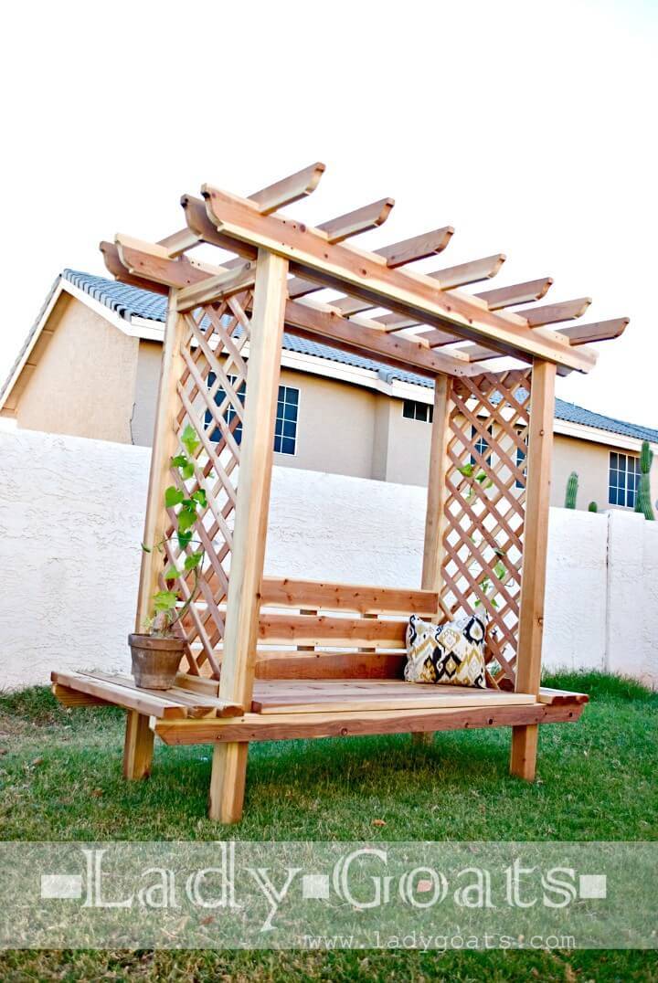 Build Your Own Garden Bench with Arbor - DIY