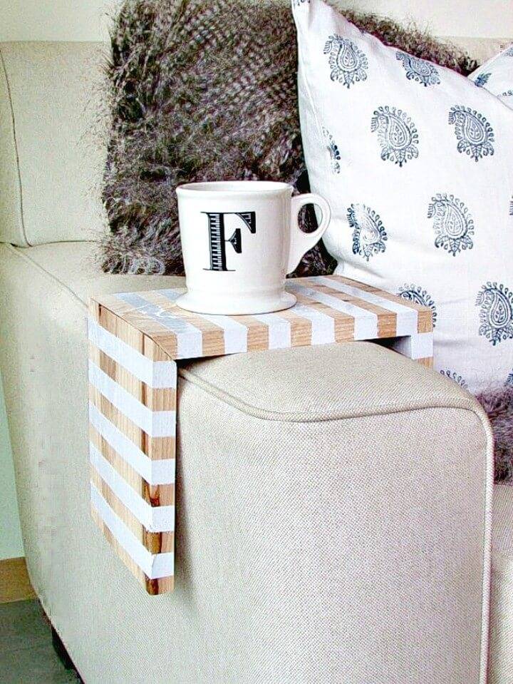 Beautiful and Cute DIY Striped Sofa Arm Table