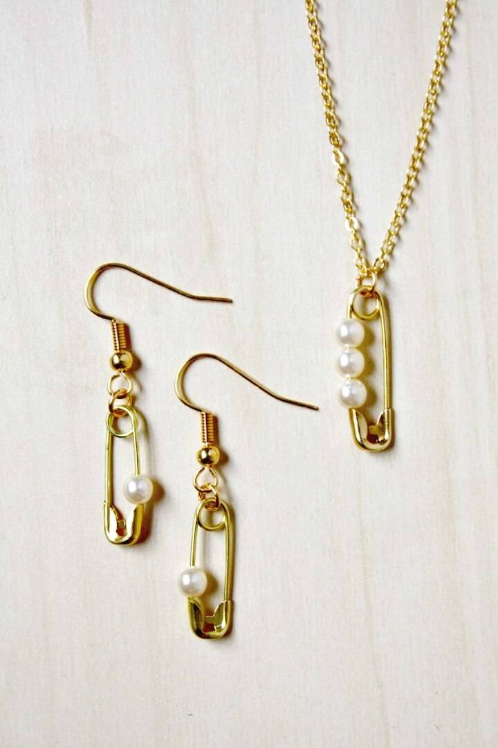 DIY Safety Pin and Pearl Earrings