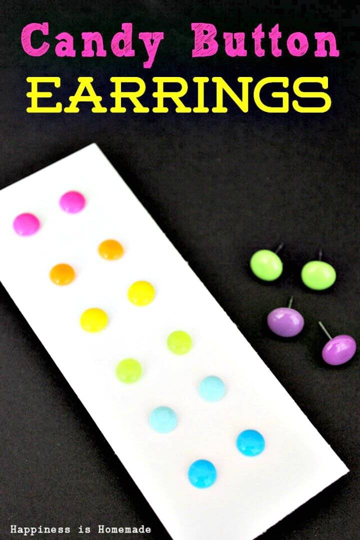 Cute DIY Candy Button Dot Earrings