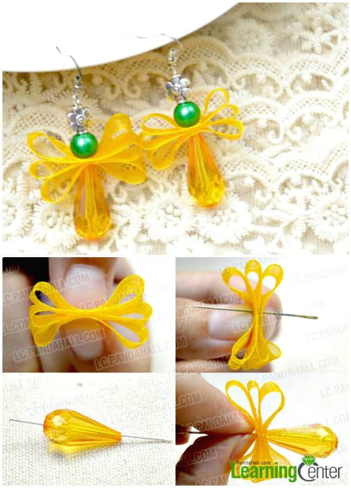How to DIY Orange Angel Earrings