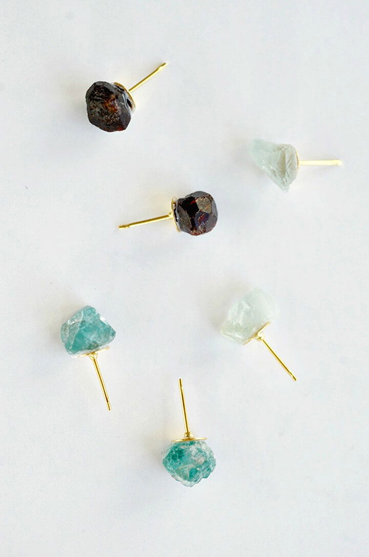 Quick DIY Raw Stone Earrings