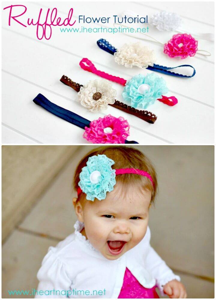 How To Make Ruffled Lace Flower Headband - DIY