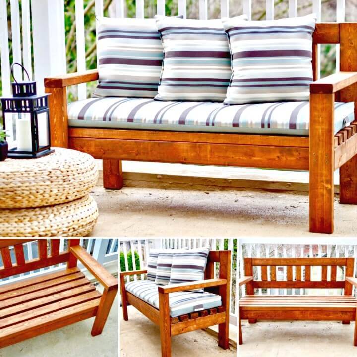 Modern DIY 2×4 Finger Joint Bench - Garden Furniture Ideas 