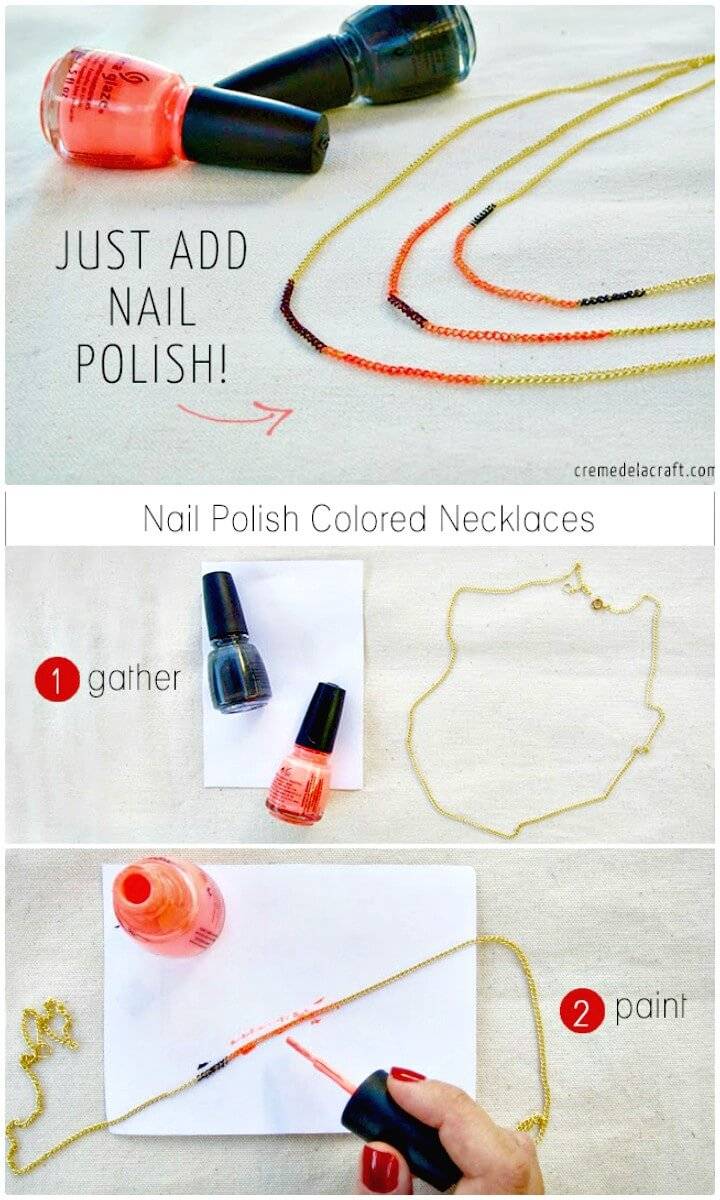 DIY 5 Minute Nail Polish Colored Necklace