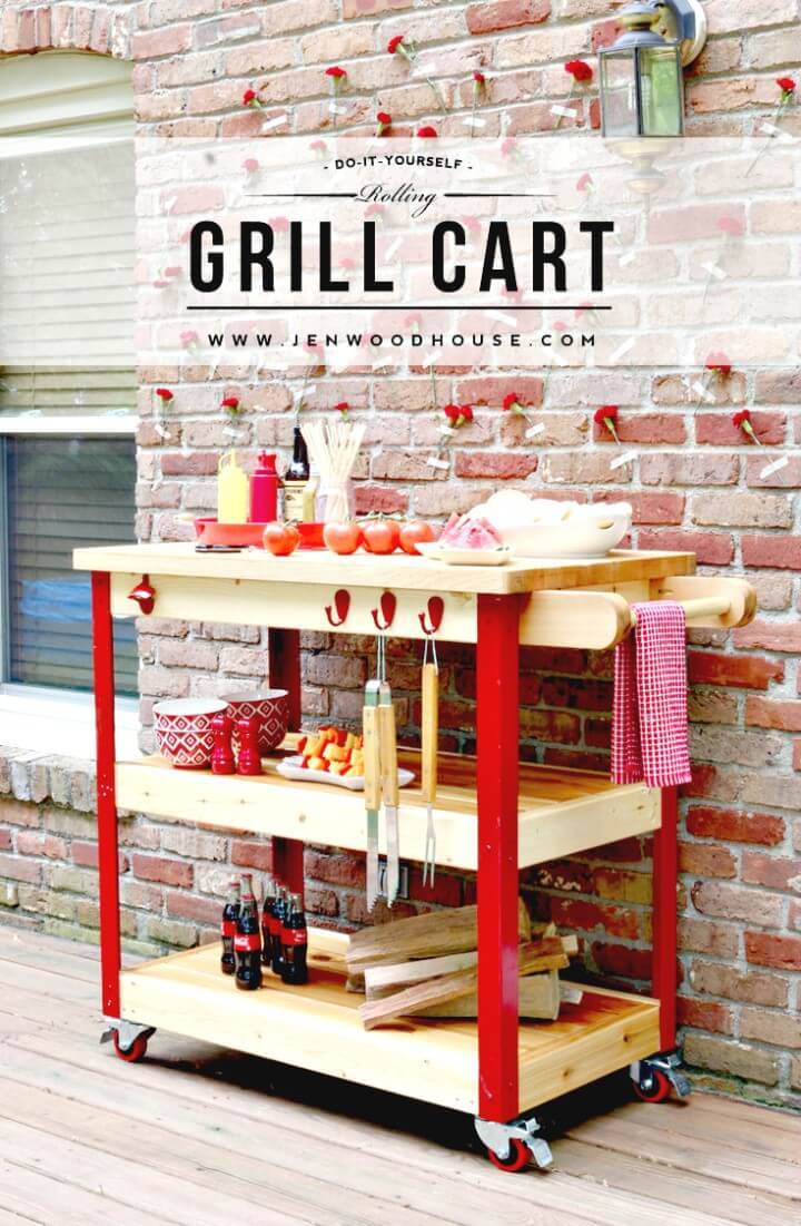 DIY Butcher Block Rolling Grill Cart