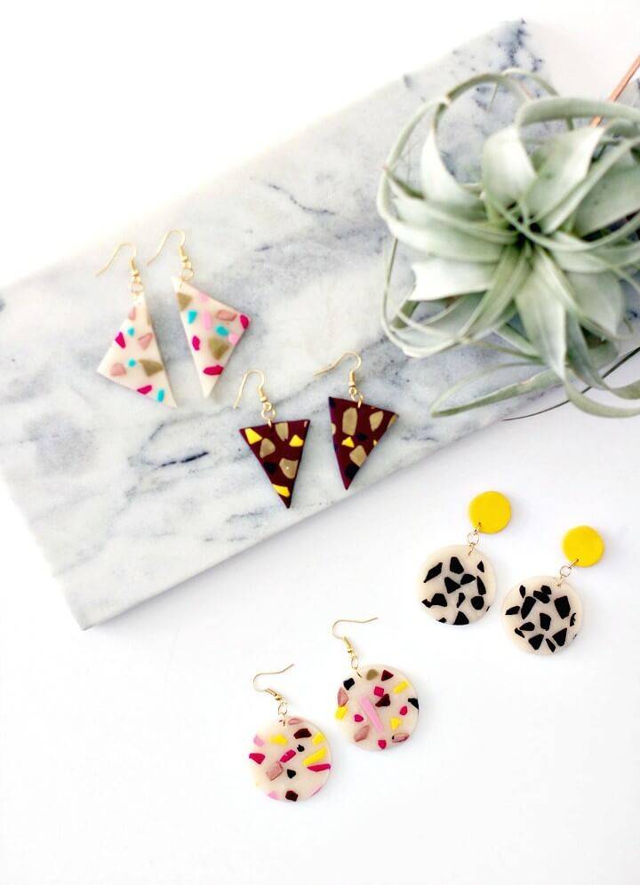 Easy DIY Clay Terrazzo Style Earrings