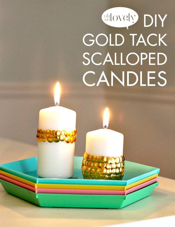 Cute DIY Gold Tack Scalloped Candles