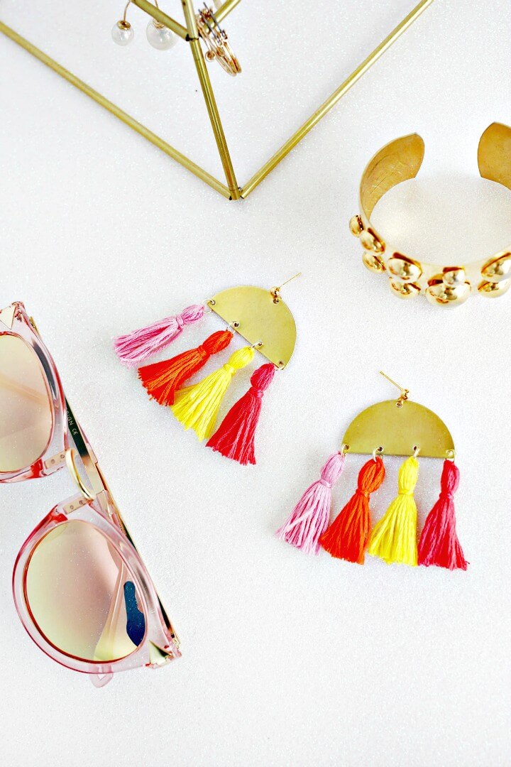 DIY Half Moon Tassel Earrings