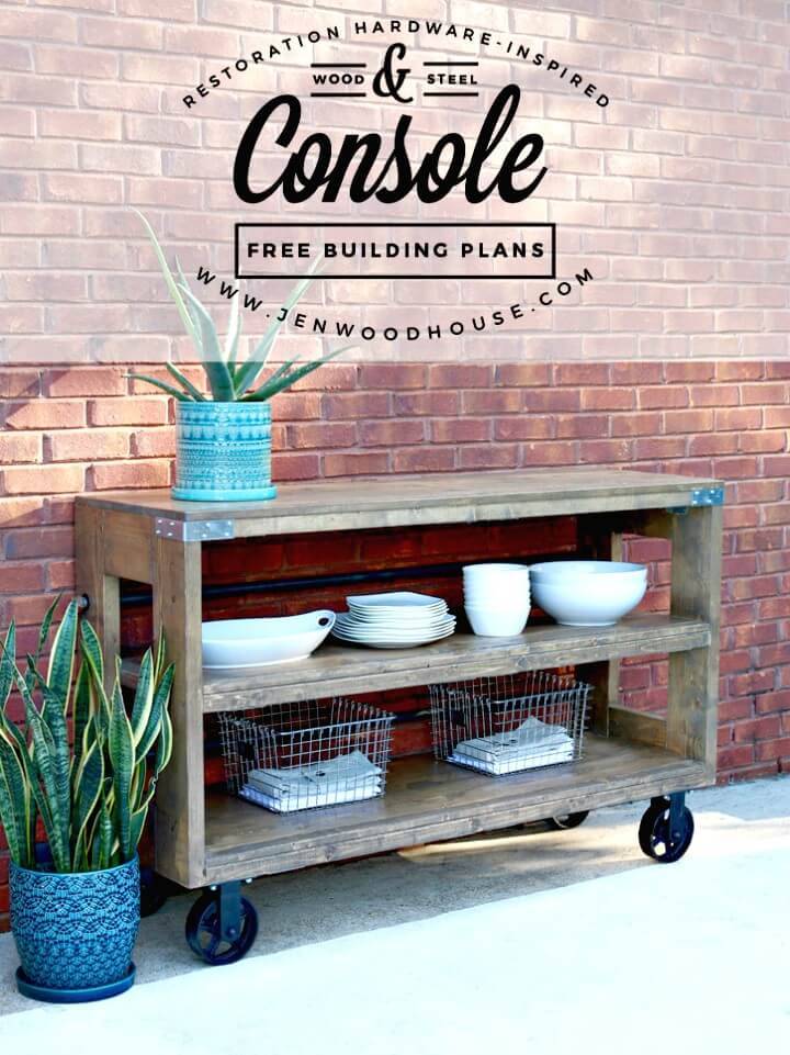 DIY Industrial Wood & Steel Console - Garden Furniture Ideas 