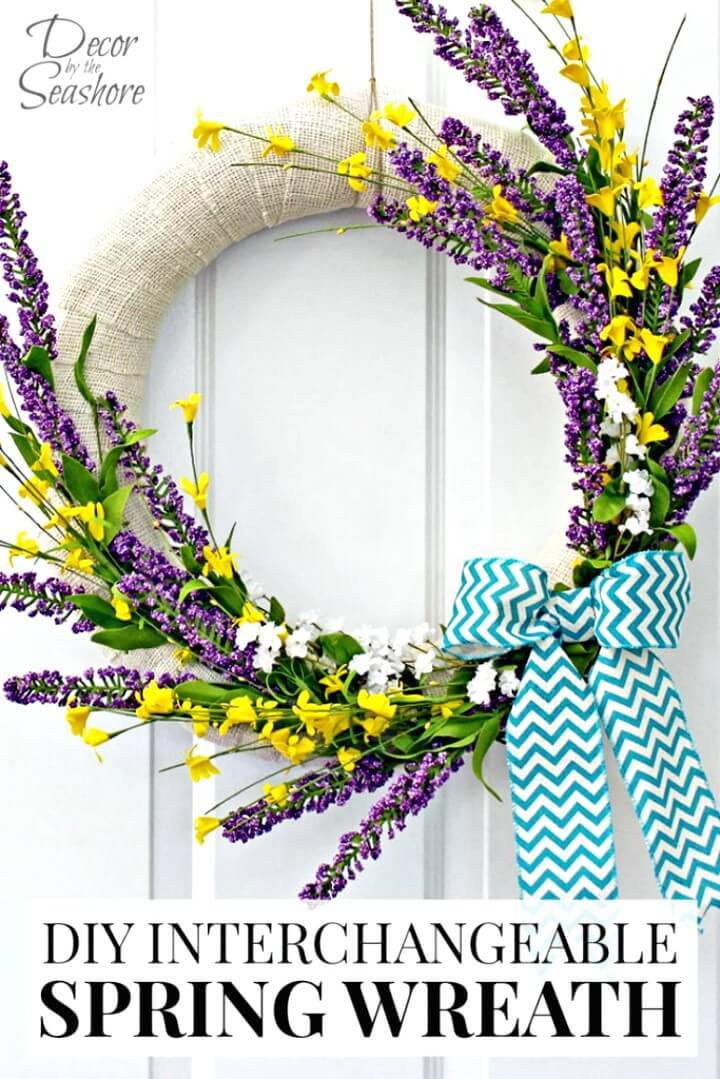 Easy DIY Interchangeable Spring Wreath Step By Step Tutorial