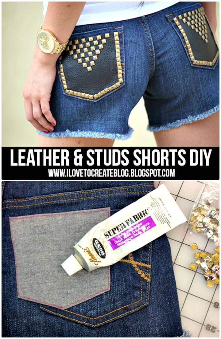 DIY Leather & Studs Shorts for Summer 