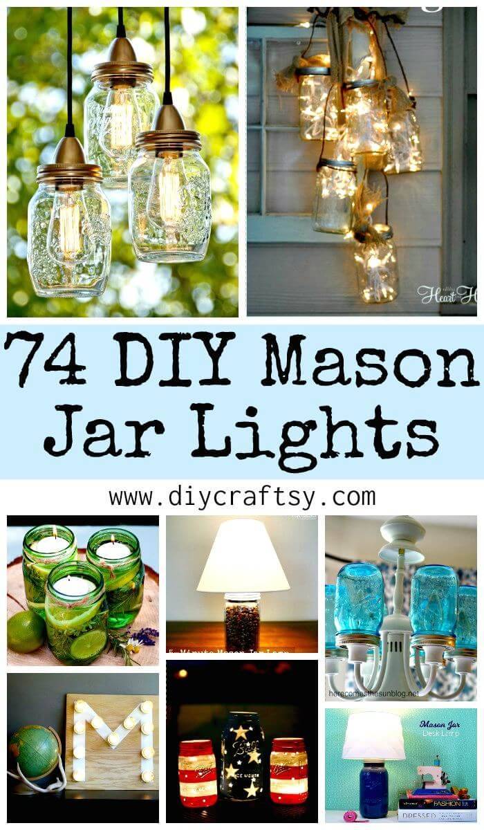 DIY Mason Jar Lights – 74 Best Ideas to Light up Your Home - DIY Home Decor Ideas - DIY Mason Candle Holders - DIY Mason Jar Ideas - DIY Crafts - DIY Projects