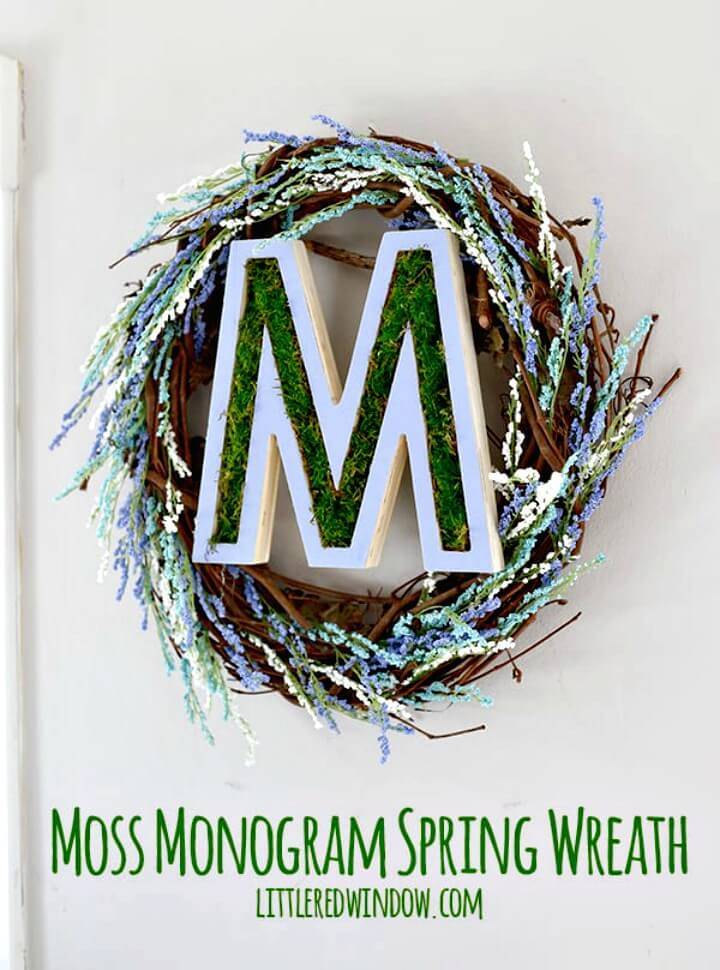 DIY Moss Monogram Spring Wreath 