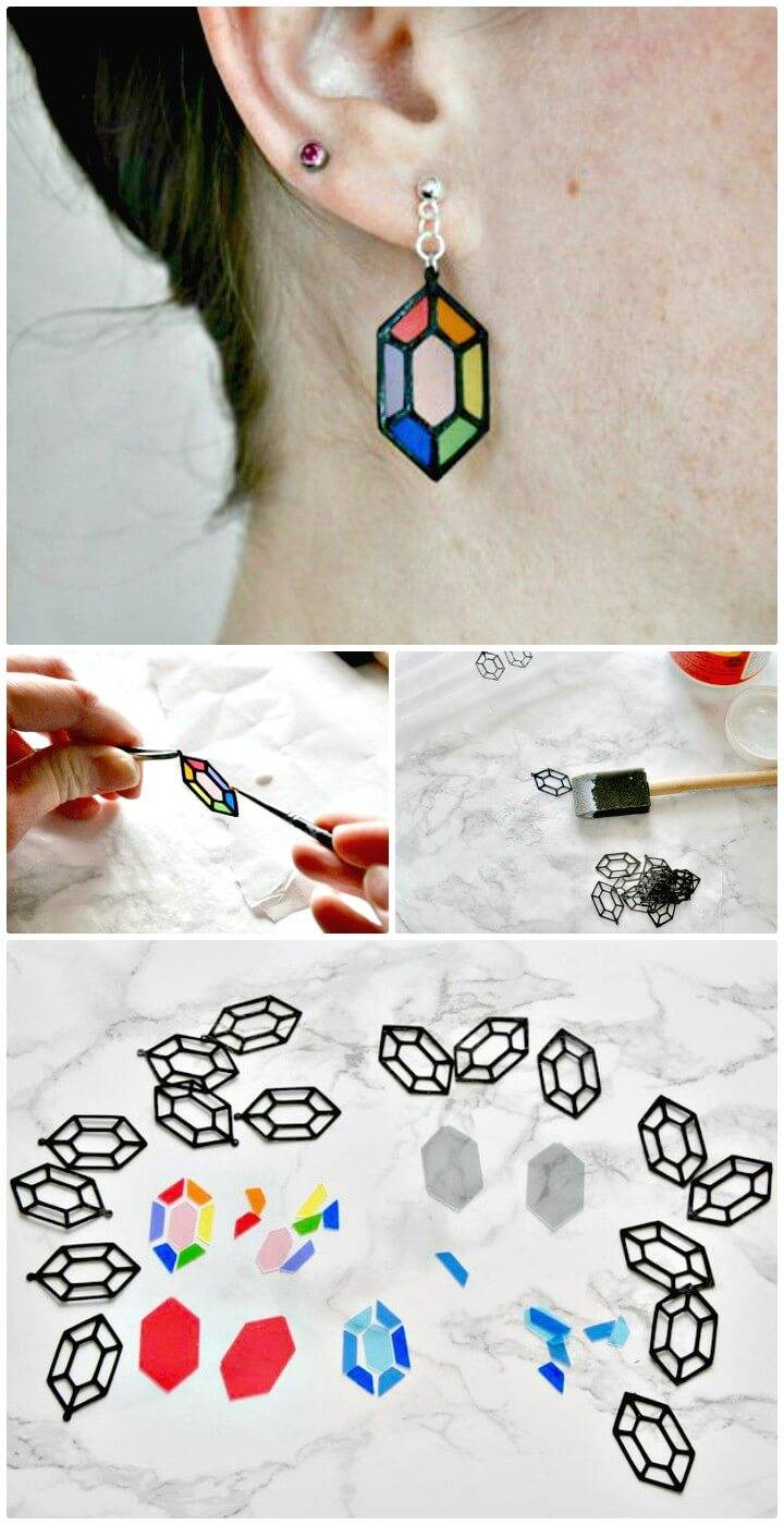 DIY Paper Stained Glass Earrings