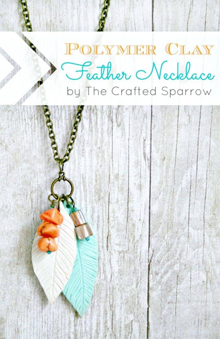 DIY Polymer Clay Feather Necklace - Gift Idea 