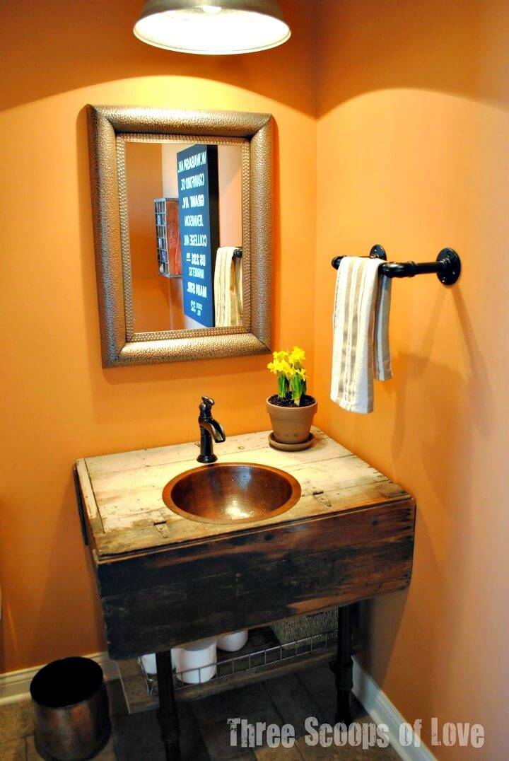 DIY Bathroom Vanity Using Reclaimed Cabinet
