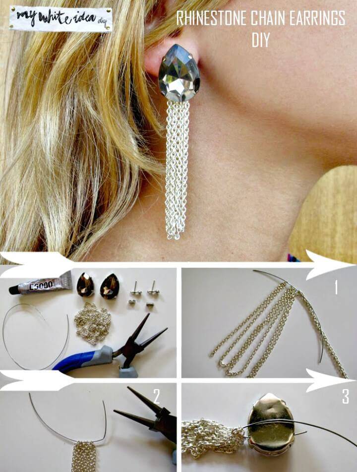 How to DIY Rhinestone Chain Earrings