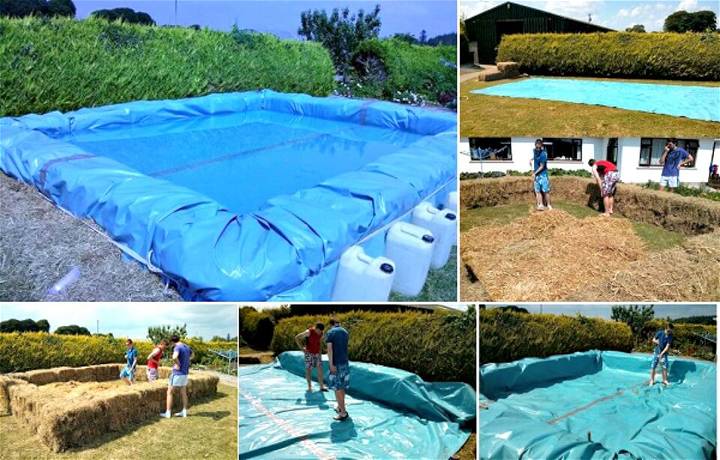 DIY Swimming Pool From Bales Of Hay