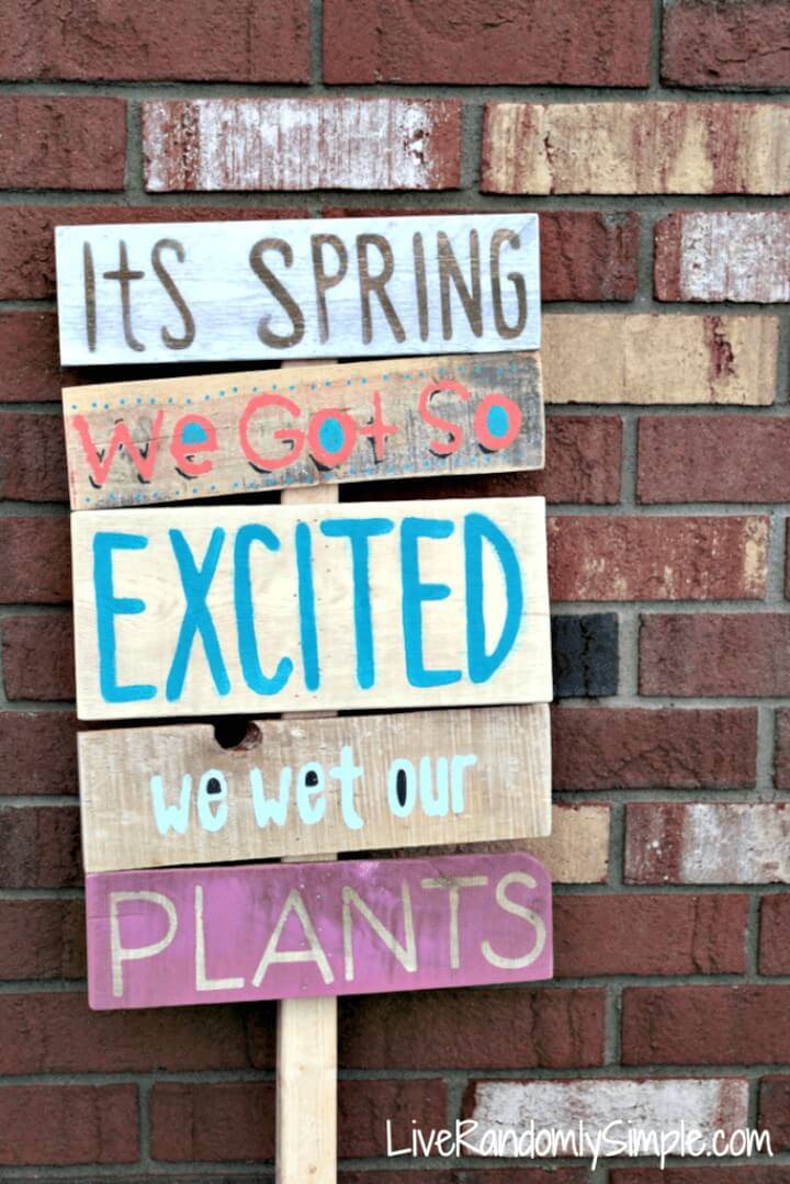 DIY “Spring is Here” Wooden Garden Sign - Spring Sign Idea