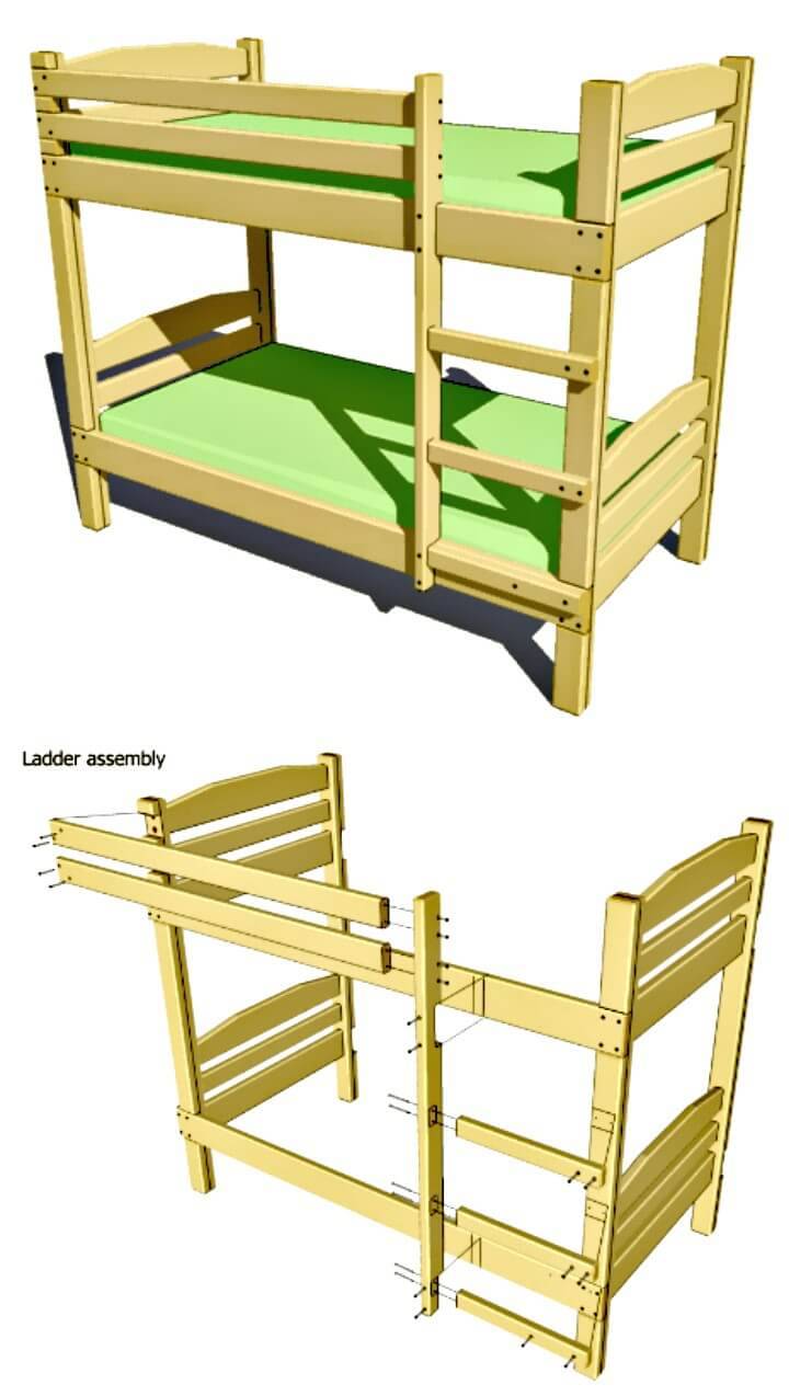 22 Low Budget Diy Bunk Bed Plans To, How To Build A Simple Bunk Bed