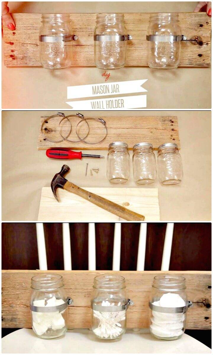 How to DIY Mason Jar Wall Organizer