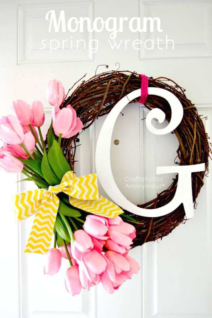 Easy DIY Monogram Spring Wreath 