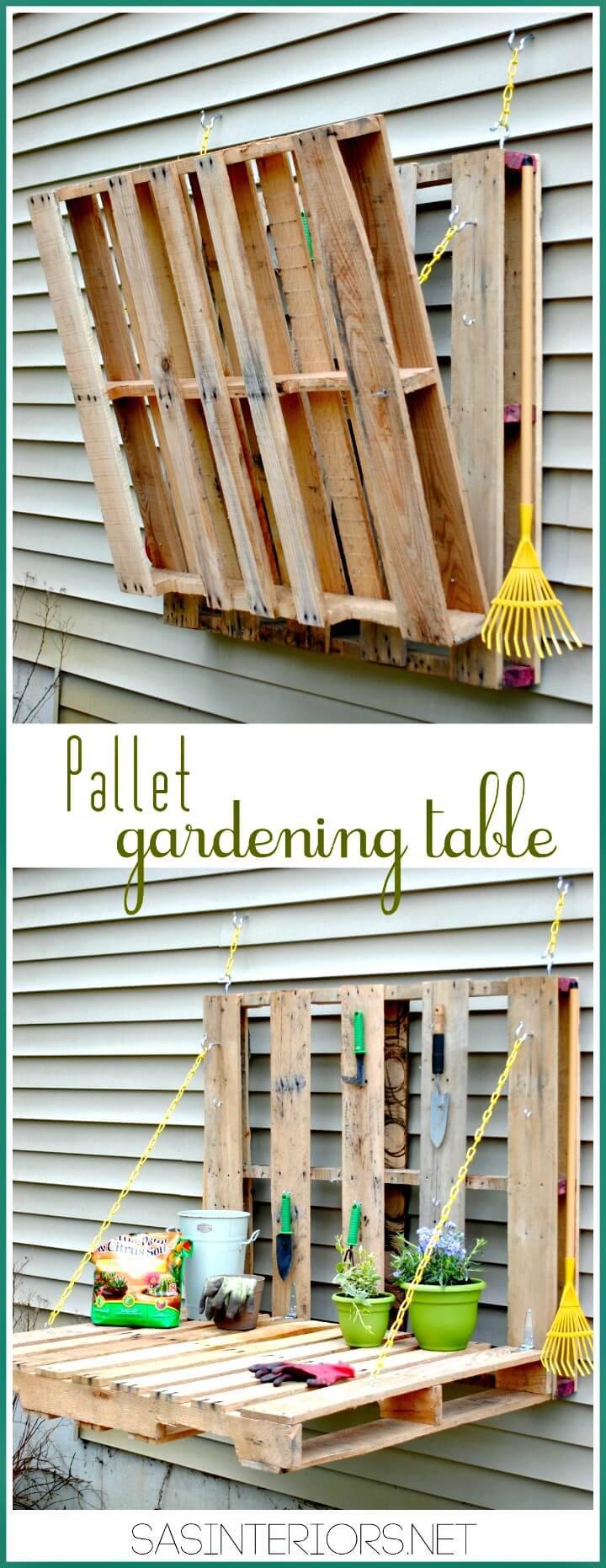 DIY Pallet Gardening Table - Patio & Porch Decor Ideas