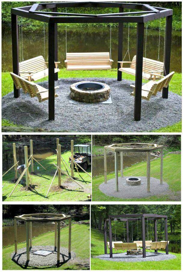 Fantastic Summer DIY Project – Build Swings Around a Campfire - Build Your Own Swings Around a Campfire For Your Yard