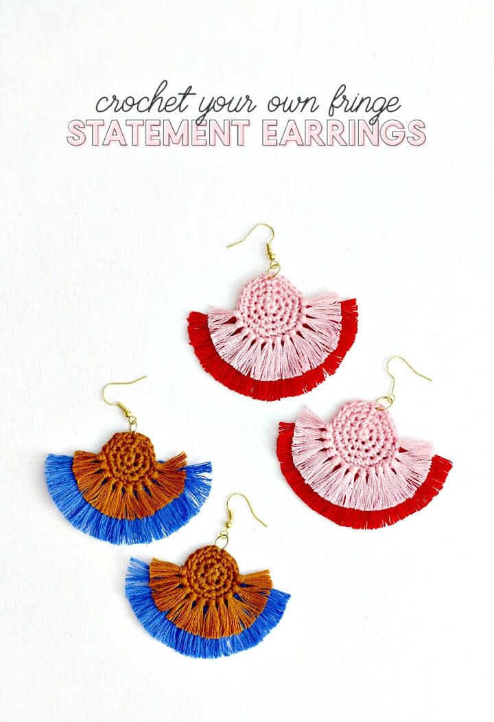 Free Crochet Fringe Statement Earrings Pattern - DIY