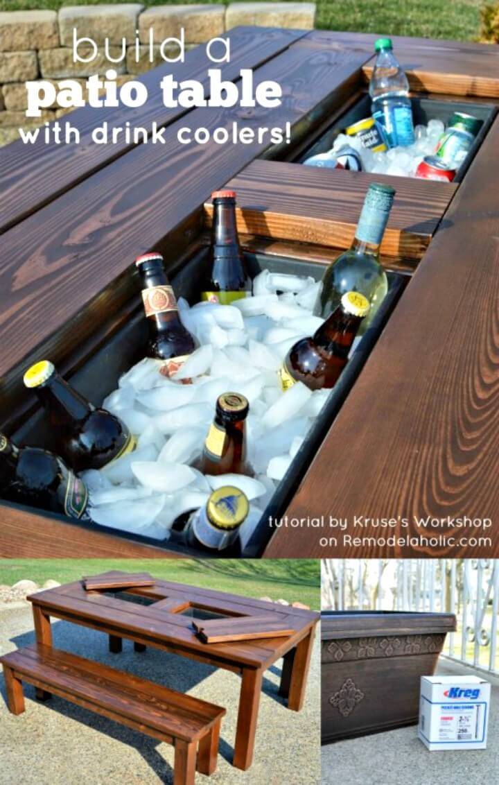 How To Build A Garden Table With Built-in Ice Boxes - DIY