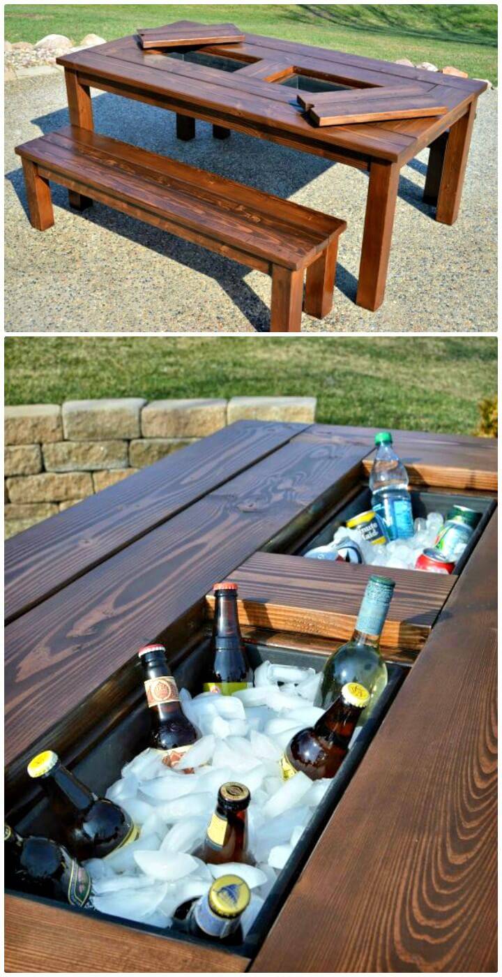 DIY Patio Table With Built-in Ice Boxes - Backyard Ideas