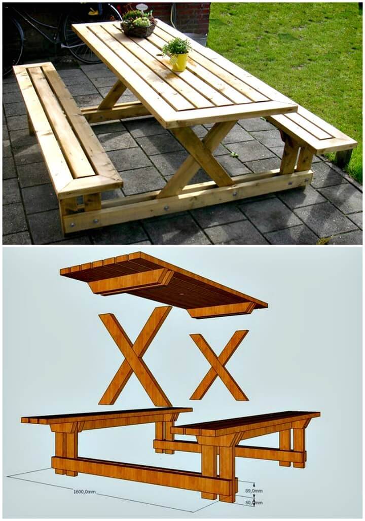 How To Build Your Own Picnic Table Tutorial - DIY Patio & Porch Decor Ideas