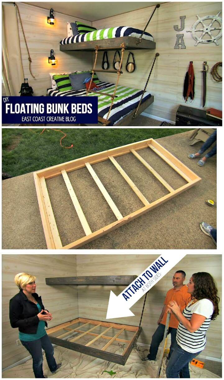 Easy DIY Floating Bunk Bed