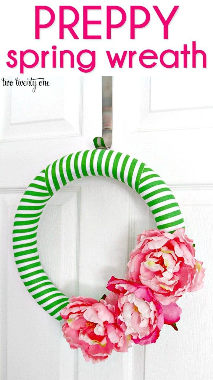 Easy DIY Preppy Spring Wreath Step By Step Tutorial