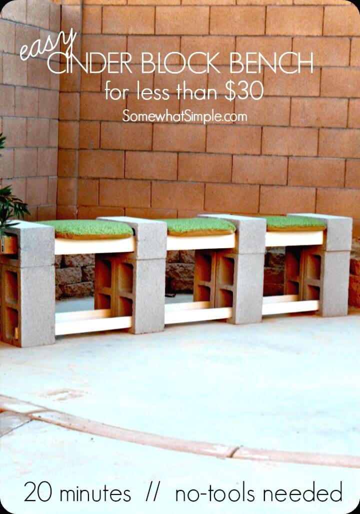 How To Make A Cinder Block Bench Under $30 - DIY