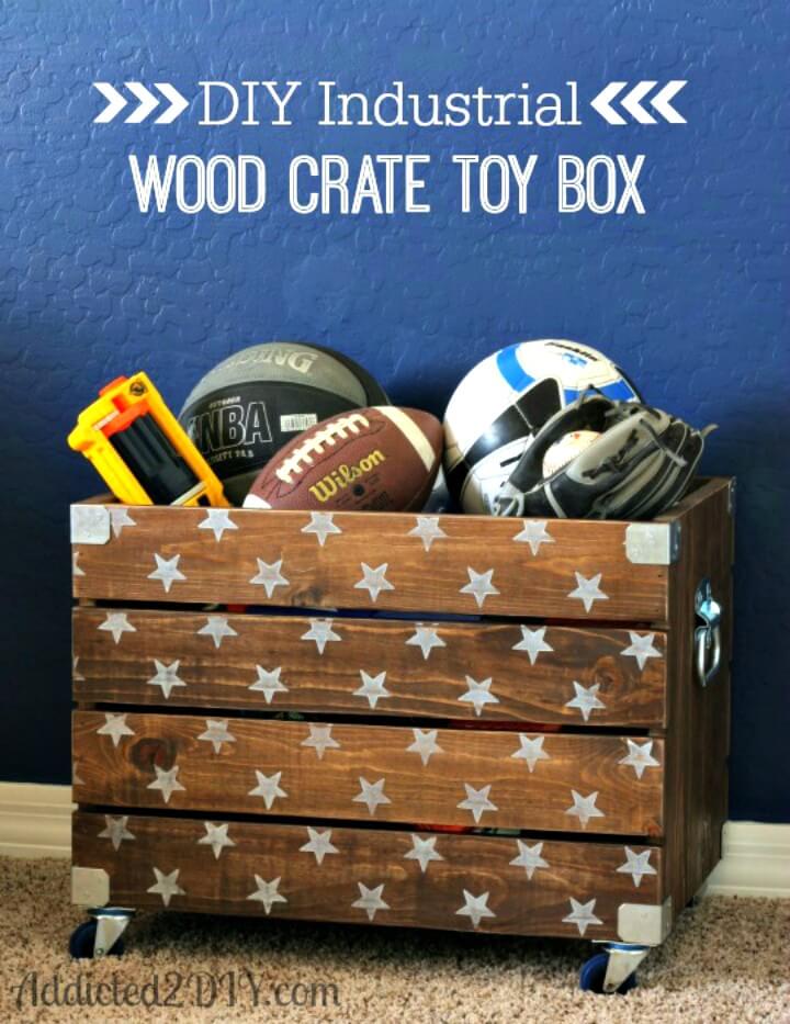 How To Build Industrial Wood Crate Toy Box