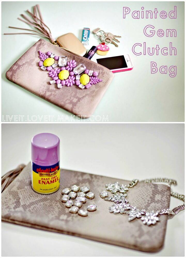 How To Make Painted Gem Clutch Bag - DIY