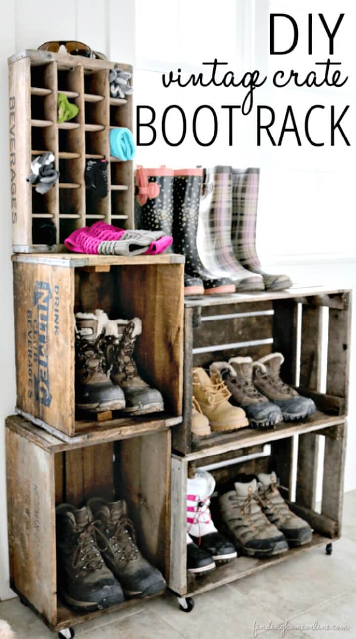 How To Make Vintage Crate Boot Rack