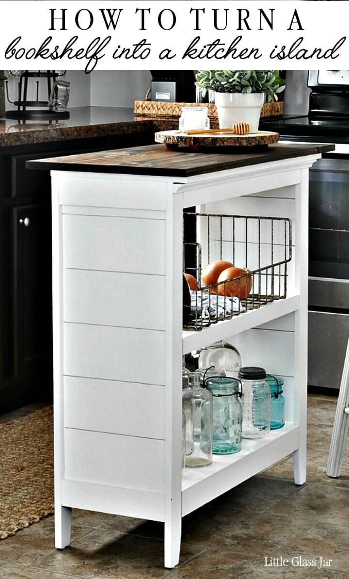 Easy How To Turn Bookshelf into Kitchen Island