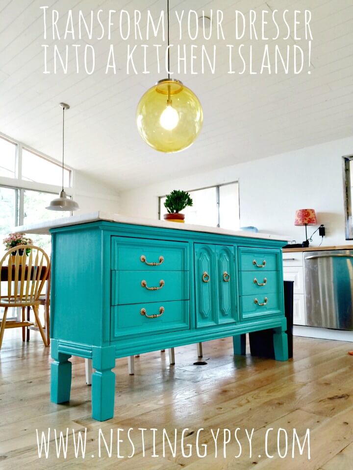 Easy How To Turn Vintage Dresser To Kitchen Island