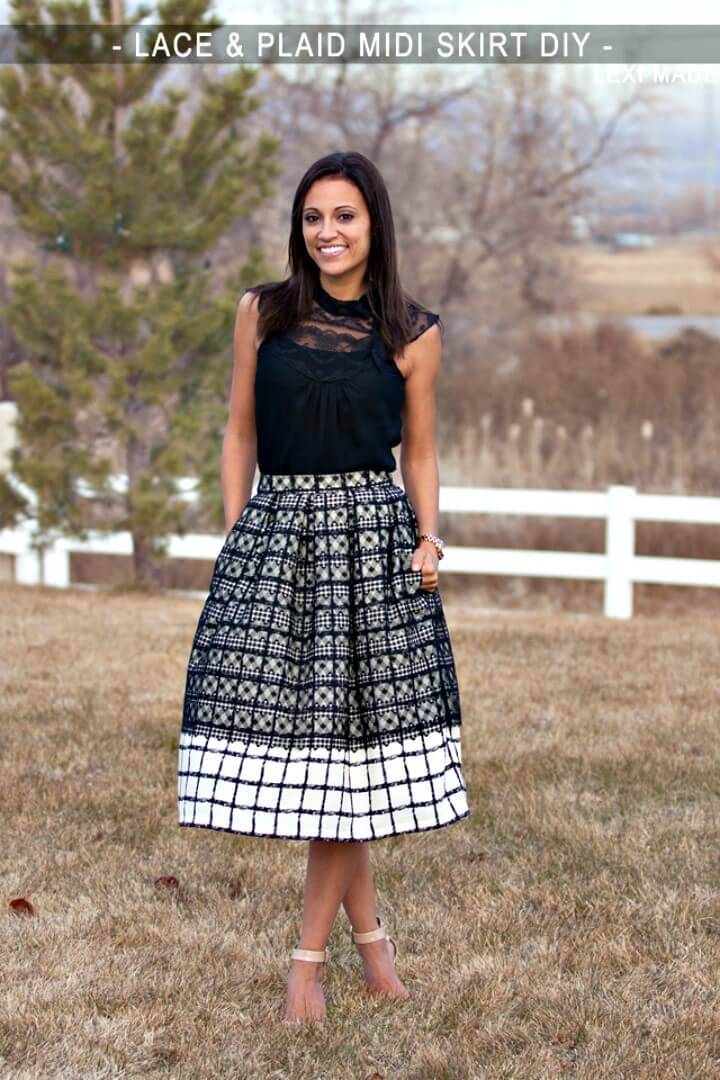 DIY Lace & Plaid Midi Skirt Tutorial