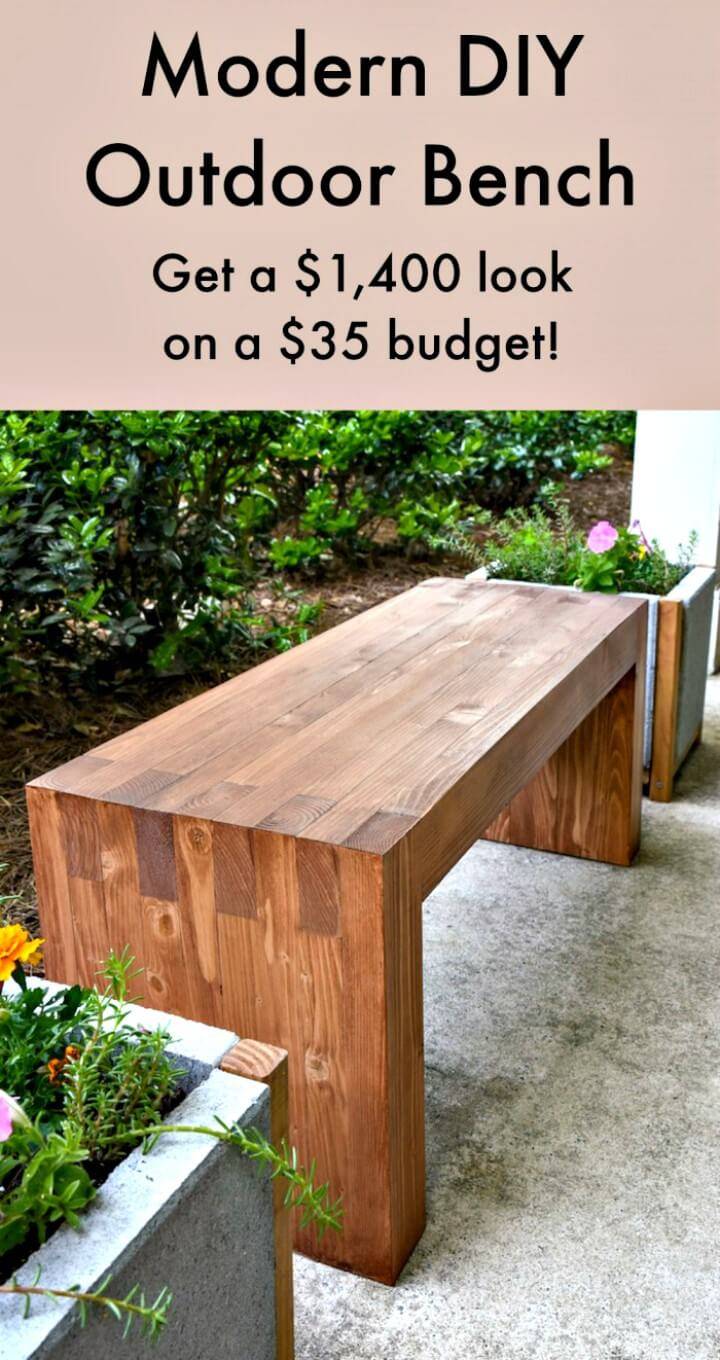 Modern DIY Outdoor Bench for $35 - Garden Furniture Ideas 