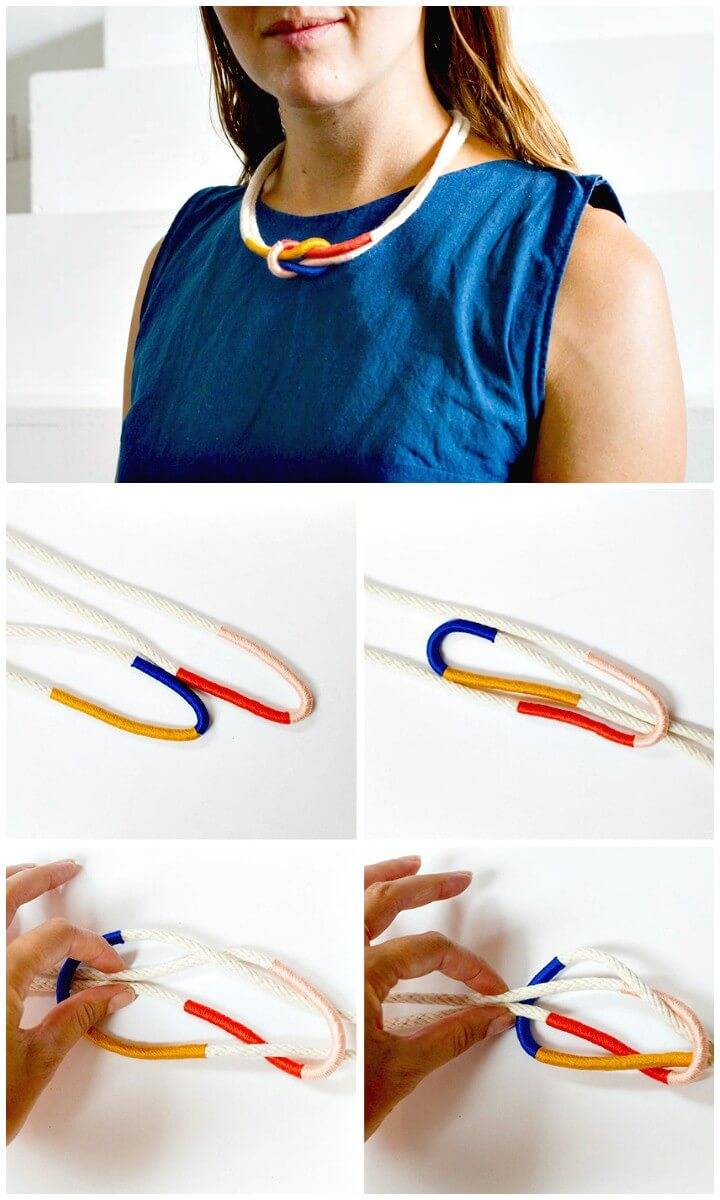Simple DIY Colorful Rope Necklace