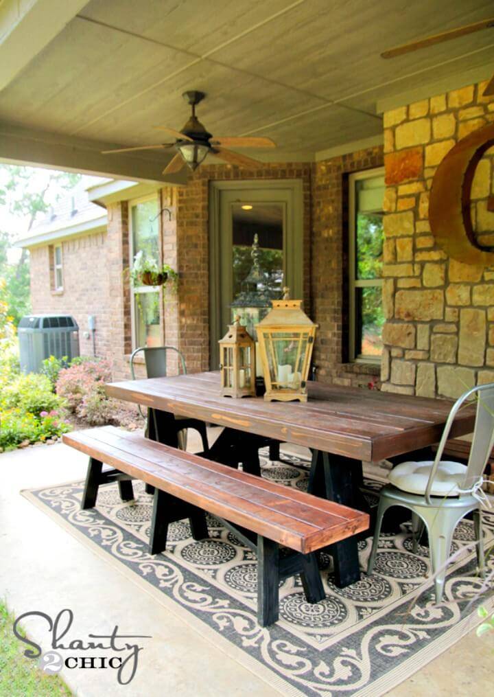 Simple DIY Sawhorse Outdoor Bench -Patio & Porch Decor Ideas