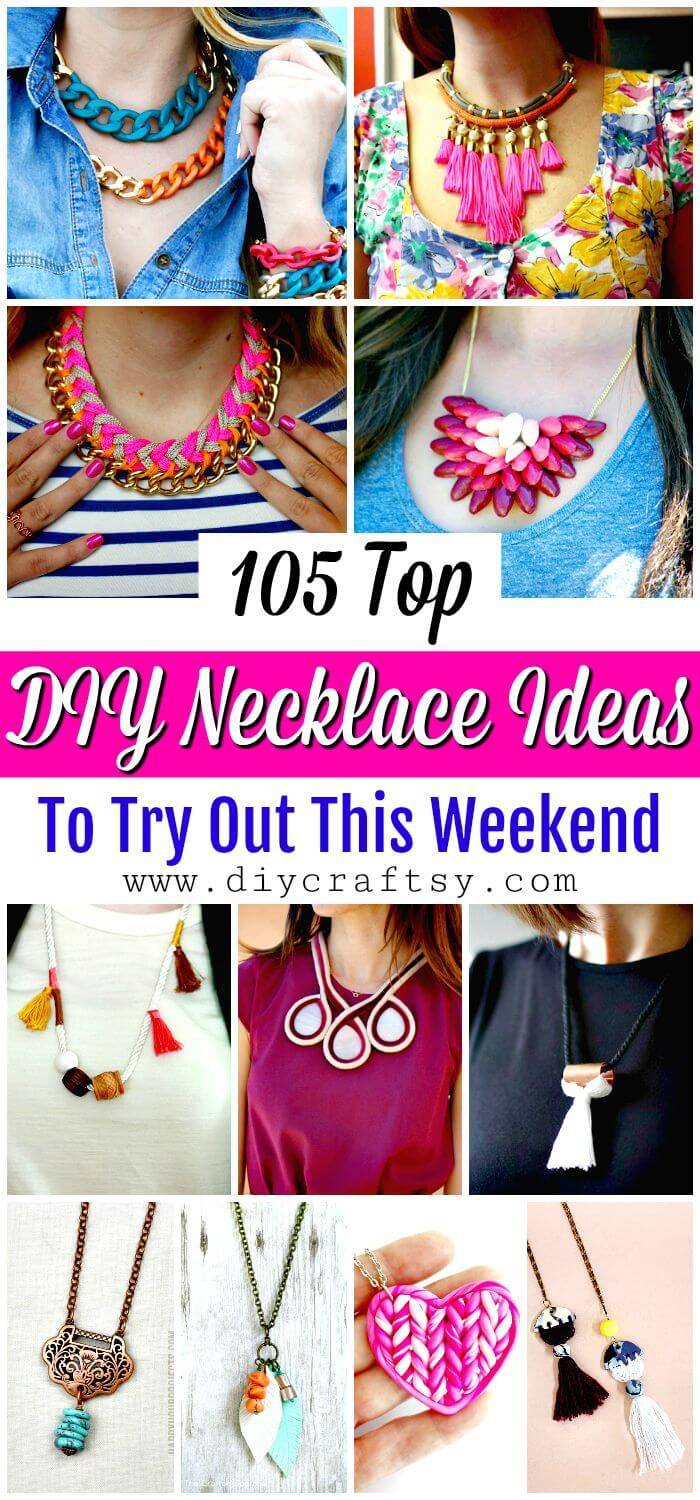 105 Top DIY Necklace Ideas To Try Out This Weekend - DIY Necklaces - DIY Necklace Projects - DIY Fashion - DIY Crafts - DIY Projects