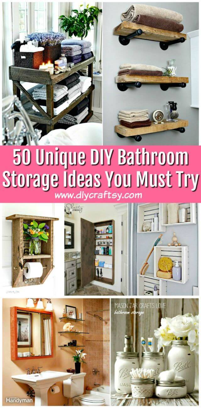 50 Unique DIY Bathroom Storage Ideas You Must Try - DIY Bathroom Projects - DIY Bathroom Decor Ideas - DIY Crafts - DIY Projects